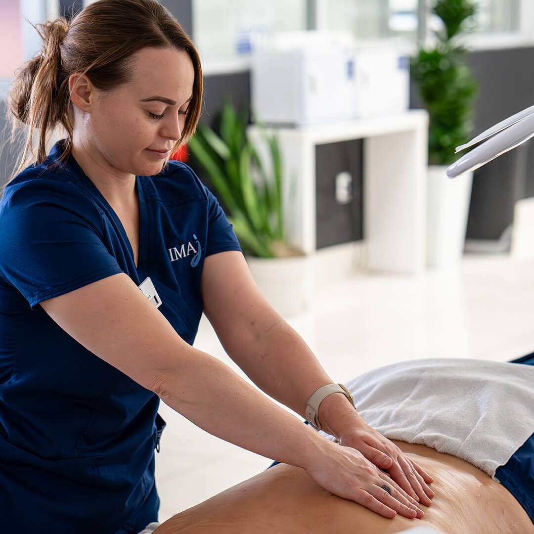 Client relaxing during a treatment session